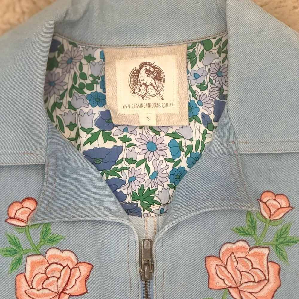 Chasing Unicorns Blue Floral Embroidered Romper - Picture 7 of 7